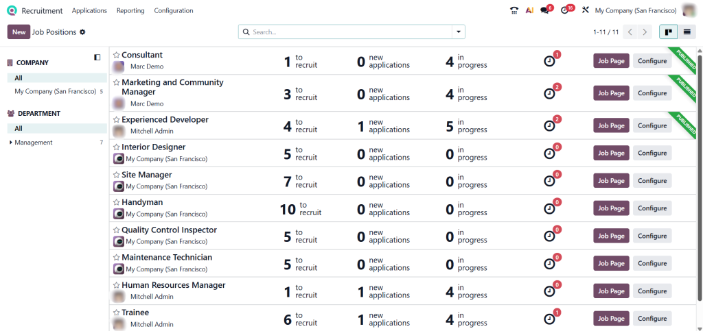 Recruitment Odoo